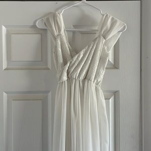 White maternity open front dress